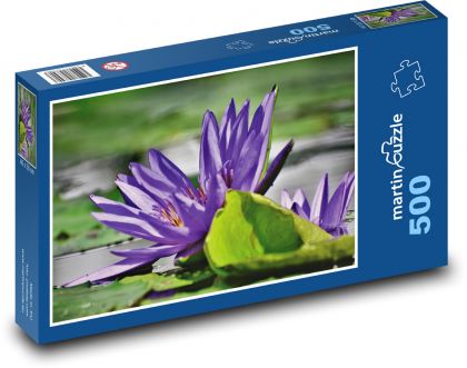 Fioletowa lilia wodna - roślina wodna, staw - Puzzle 500 elementów, rozmiar 46x30 cm