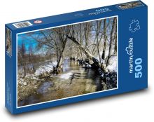 Stromy - sníh, řeka Puzzle 500 dílků - 46 x 30 cm