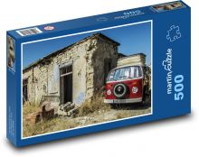 Starý dům - opuštěný, auto Puzzle 500 dílků - 46 x 30 cm