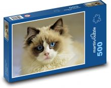 Kot - zwierzak, niebieskie oczy Puzzle 500 elementów - 46x30 cm