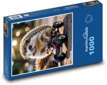 Ježek jedoucí v autě Puzzle 1000 dílků - 60 x 46 cm