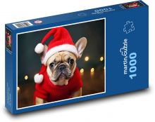 Pes ve vánoční čepici Puzzle 1000 dílků - 60 x 46 cm