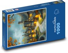 Domy v osadě Puzzle 1000 dílků - 60 x 46 cm
