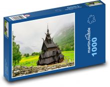 Norsko - historický kostel Puzzle 1000 dílků - 60 x 46 cm