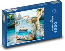 Cestovní kufr s lodí Puzzle 1000 dílků - 60 x 46 cm