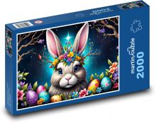Velikonoční zajíček s vajíčkama Puzzle 2000 dílků - 90 x 60 cm