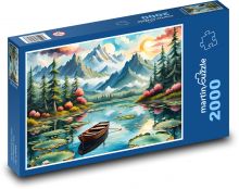 Loď na jezeře Puzzle 2000 dílků - 90 x 60 cm