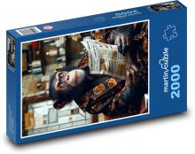 Opice čte noviny Puzzle 2000 dílků - 90 x 60 cm