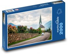Kostel - růže, květiny Puzzle 2000 dílků - 90 x 60 cm