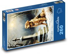 Pes sedící u kříže Puzzle 260 dílků - 41 x 28,7 cm