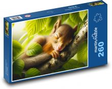 Spící veverka na stromě Puzzle 260 dílků - 41 x 28,7 cm