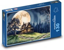 Dům při svitu měsíce Puzzle 130 dílků - 28,7 x 20 cm