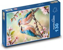 Ptáci na kvetoucím stromě Puzzle 130 dílků - 28,7 x 20 cm