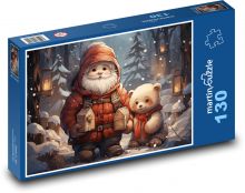 Vánoční medvídek s ježíškem Puzzle 130 dílků - 28,7 x 20 cm