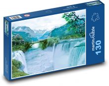 Jezero s vodopády Puzzle 130 dílků - 28,7 x 20 cm