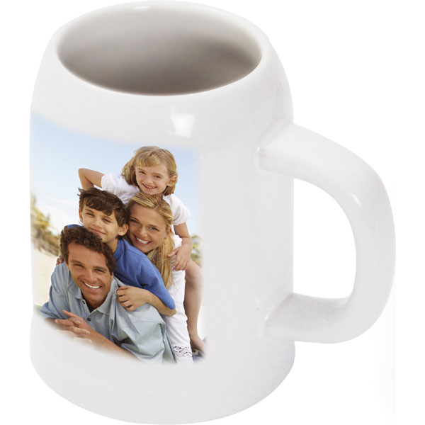 White beer mug - 1x print for a right-hander, a gift idea with a personal photo