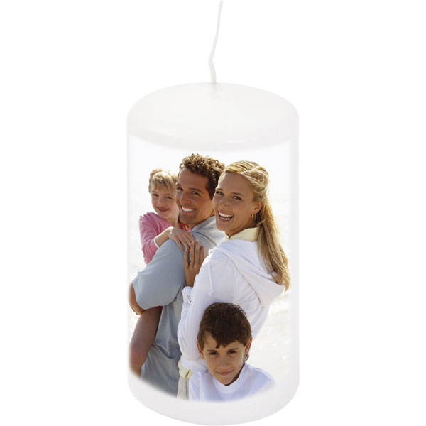 Candle - white colour, an unusual gift idea with printing for your grandparents
