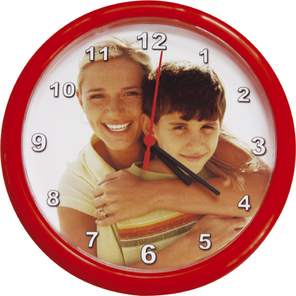 Circle clocks - red, a nice name day gift from a personal photo for your sister