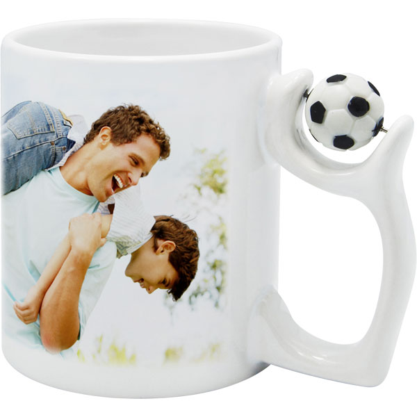 Mug with a ball - 1x print for a right-hander, a birthday gift for a footballe