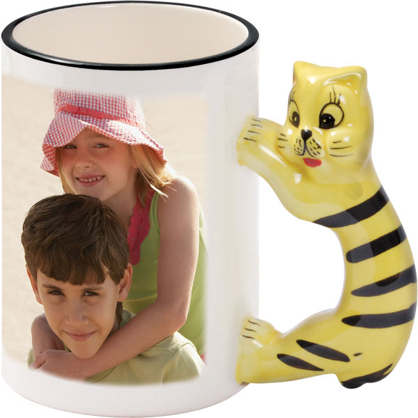 Mug with a cat-shaped handle - 1x print for a right-hander, a gift from photo 