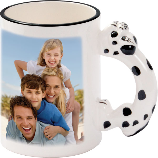 Mug with a dalmatian-shaped handle - 1x print for a right-hander, as gift