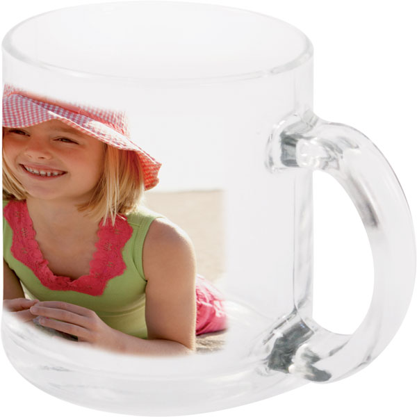 Clear glass mug - 1x print for a right-hander, a photo gift for newlyweds