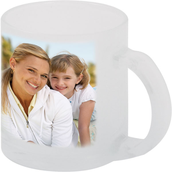 Frosted glass mug - 1x print for a right-hander, gift with a picture for sister