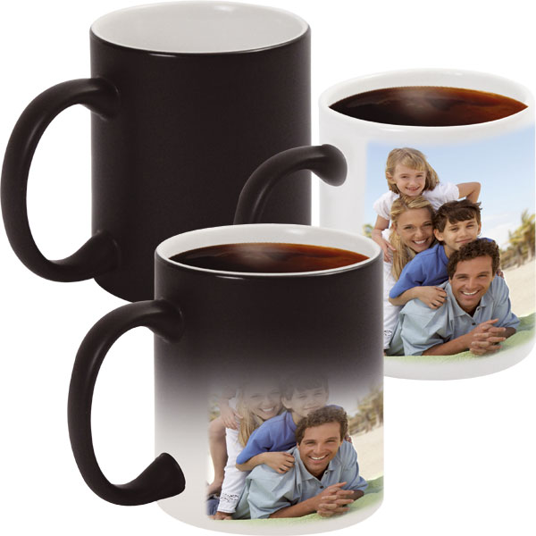 Black MAGIC mug - 1x print for a left-hander, a gift with personal printing 