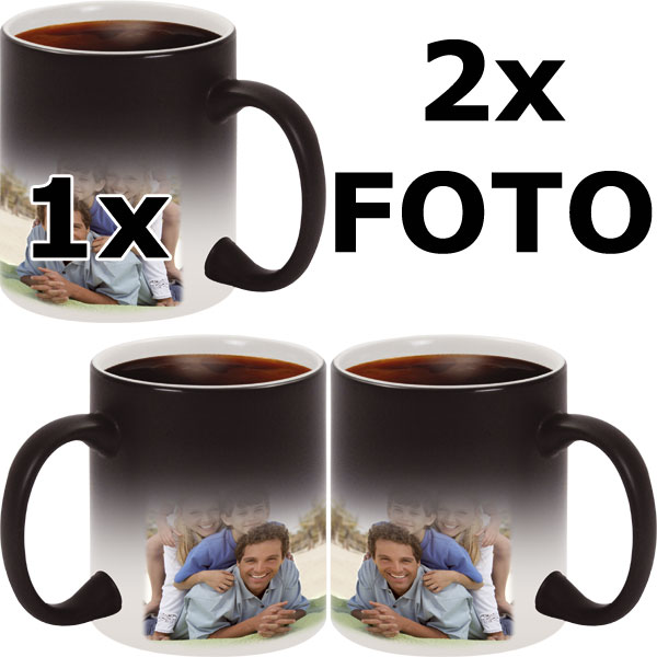 Black MAGIC mug - 2x prints (on the right and on the left from the mug handle)