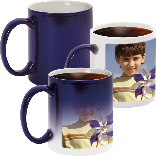 Blue MAGIC mug - 1x print for a left-hander, mug from a photo for your granny