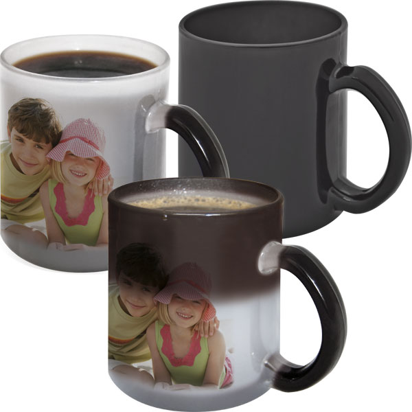 Black glass MAGIC mug - 1x print for a right-hander, a gift for your daddy