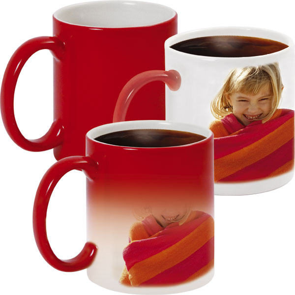 Red MAGIC mug - 1x print for a left-hander, a gift from photo for your partner 