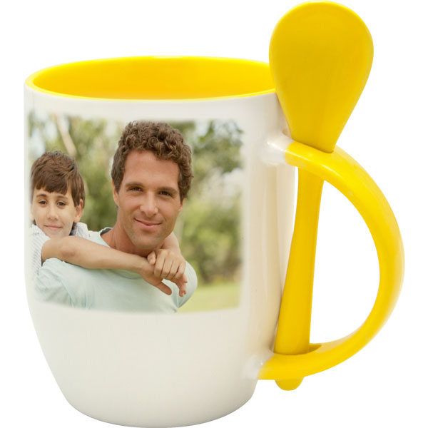 MCprint.eu - Photogift: Photo white mug with yellow interior and a spoon - 1x print