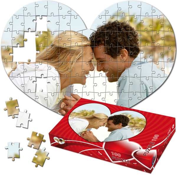 100 Piece Puzzle 16 x 11 in - with a gift box in shaped heart 