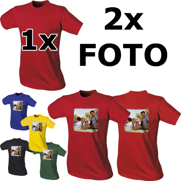 Kinder T-Shirts - farbig, 2x Foto-Druck: Vorderseite + Rückseite