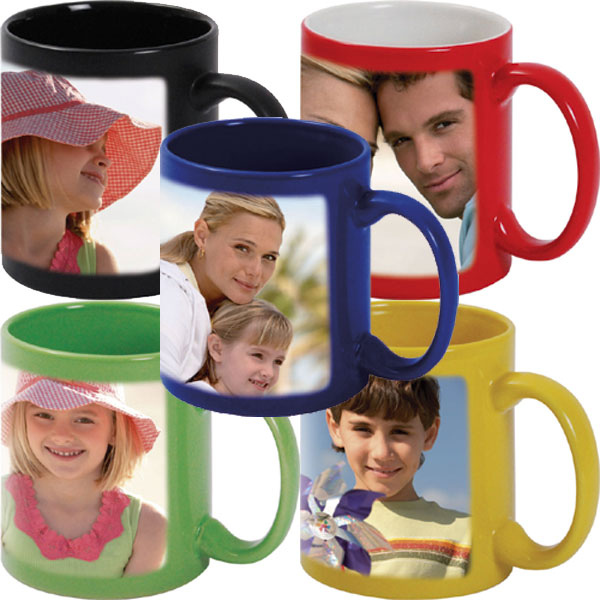 Farbige keramische Tassen - schwarz, rot, blau, grün oder gelb