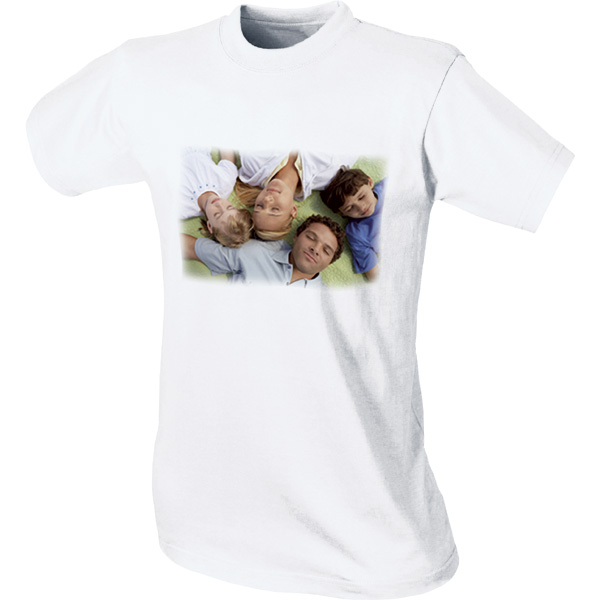 Weiße Foto-T-Shirts mit kurzen Ärmeln, in den Größen: S, M, L, XL, XXL und XXXL