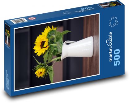 Žluté slunečnice ve váze - puzzle 500 dílků