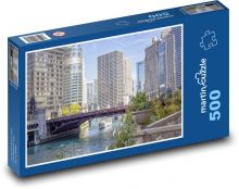 Řeka - Chicago, domy Puzzle 500 dílků - 46 x 30 cm
