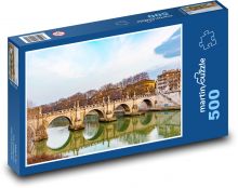 Ancient bridge - river, houses Puzzle of 500 pieces - 46 x 30 cm 