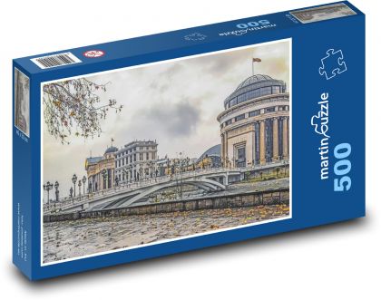 Gebäude - Brücke, Fluss - Puzzle - 500 Teile