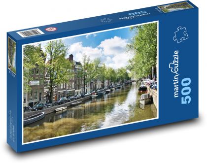 Amstrdam - Holandsko, kanál - Puzzle 500 dielikov, rozmer 46x30 cm 