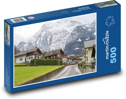 Domy - kopce, dediny - Puzzle 500 dielikov, rozmer 46x30 cm 