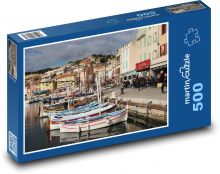 Přístav - město, rybářské lodě Puzzle 500 - 46x30 cm