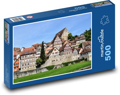 Středověké město - domy, stavby - puzzle 500 dílků