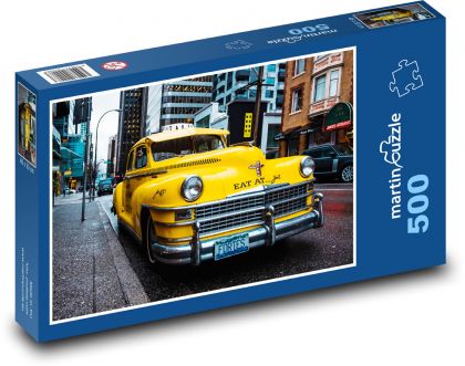 Žlté taxi na ulici v Kanade - Puzzle 500 dielikov, rozmer 46x30 cm 