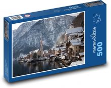 Verschneite Natur - Stadt Puzzle 500 Teile - 46 x 30 cm