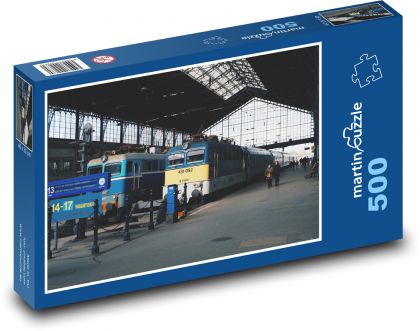 Vlak - železničná stanica, vozňa - Puzzle 500 dielikov, rozmer 46x30 cm 