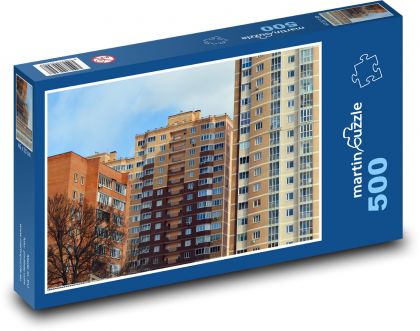Kolorowe fasady domów - okna, miasto - Puzzle 500 elementów, rozmiar 46x30 cm