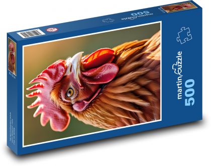 Domáci kohút s červeným hrebeňom - Puzzle 500 dielikov, rozmer 46x30 cm 